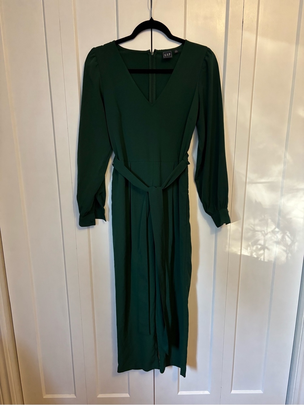 Eloise Long Sleeve V-Neck Green Jumpsuit